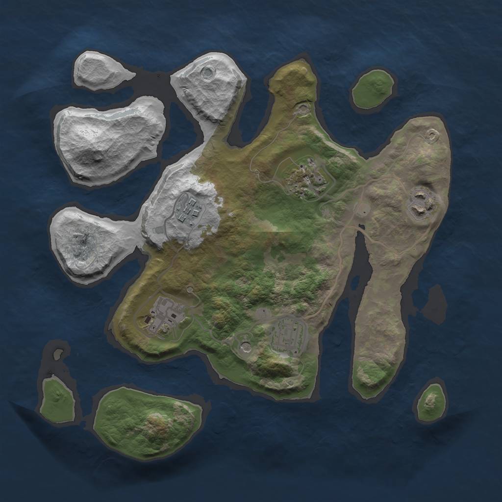 Rust Map: Barren, Size: 2900, Seed: 2134562, 8 Monuments