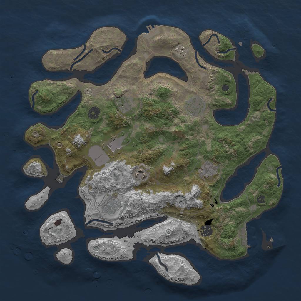 Rust Map: Procedural Map, Size: 3700, Seed: 3000, 13 Monuments