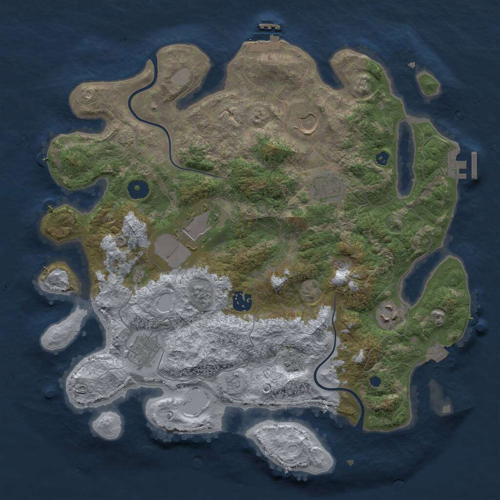 Rust Map: Procedural Map, Size: 3700, Seed: 3000, 13 Monuments