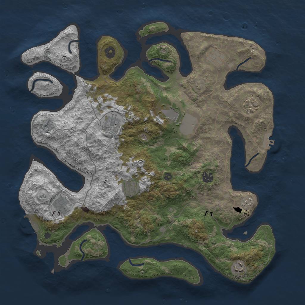 Rust Map: Procedural Map, Size: 4000, Seed: 404404, 14 Monuments