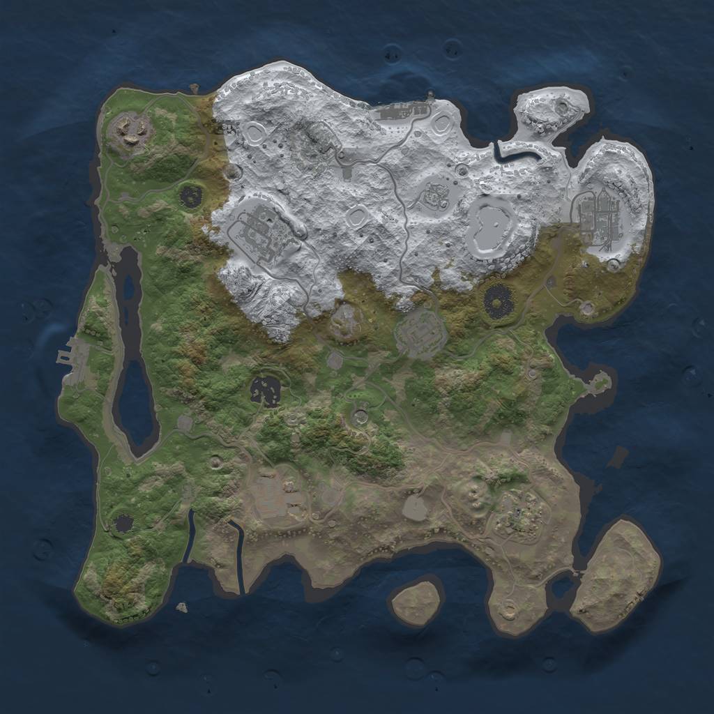 Rust Map: Procedural Map, Size: 3300, Seed: 882685274, 16 Monuments