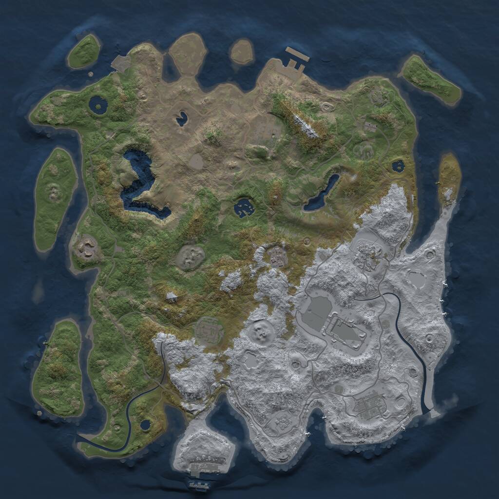 Rust Map: Procedural Map, Size: 4000, Seed: 41424344, 14 Monuments