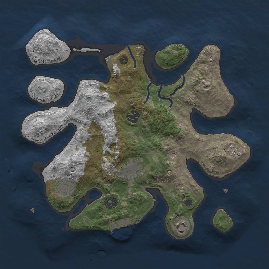 Rust Map: Procedural Map, Size: 3100, Seed: 2662, 9 Monuments