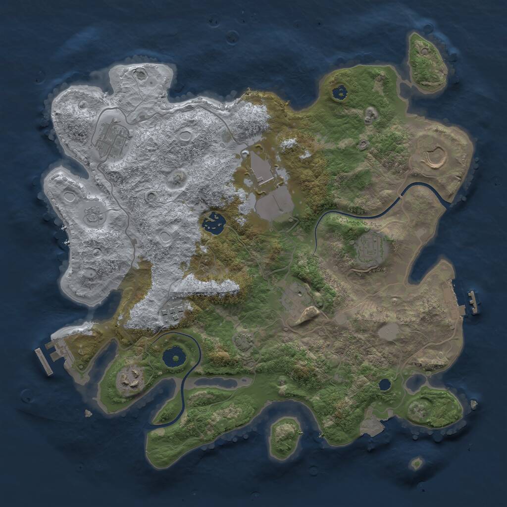 Rust Map: Procedural Map, Size: 3500, Seed: 481743518, 13 Monuments