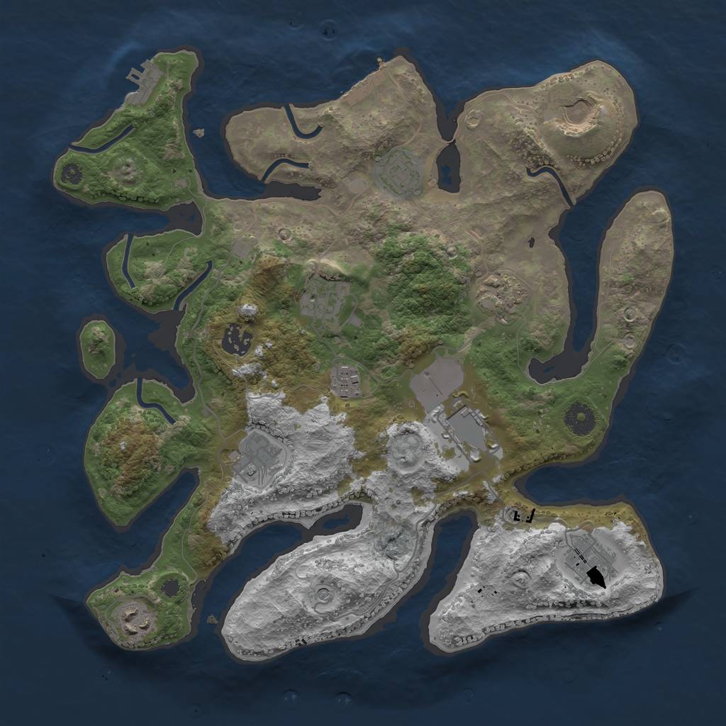 Rust Map: Procedural Map, Size: 3500, Seed: 568679, 15 Monuments