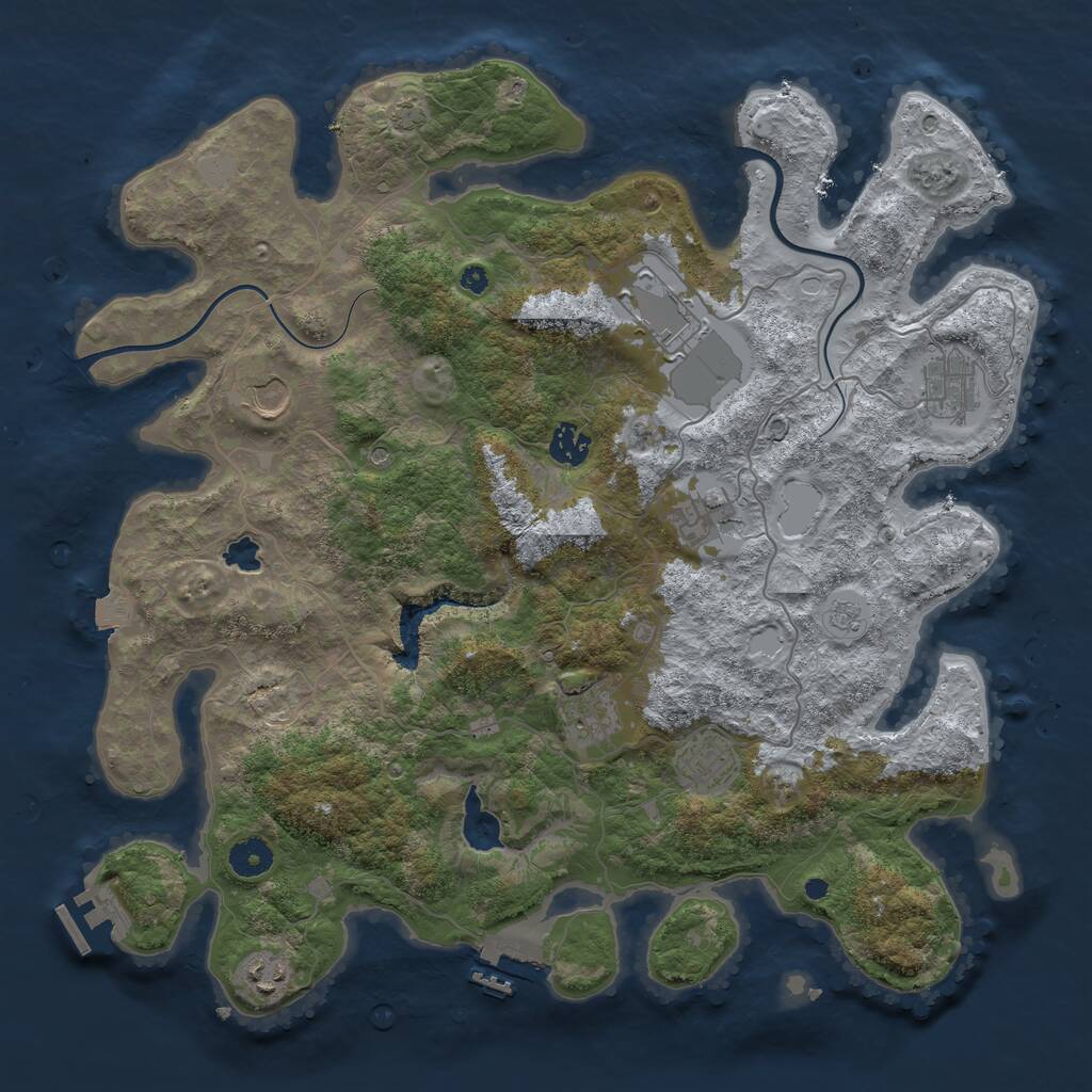 Rust Map: Procedural Map, Size: 4000, Seed: 5734, 14 Monuments