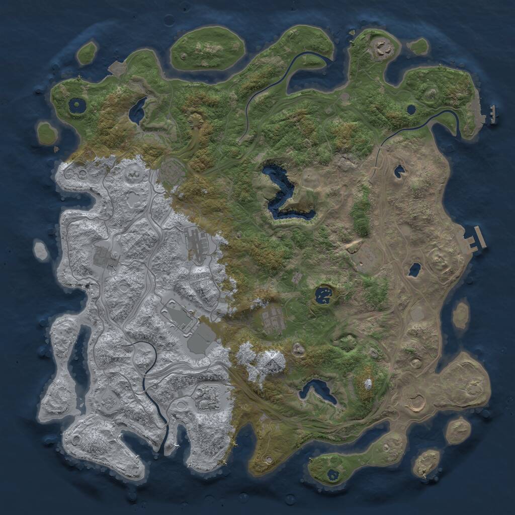 Rust Map: Procedural Map, Size: 4500, Seed: 1868033726, 16 Monuments