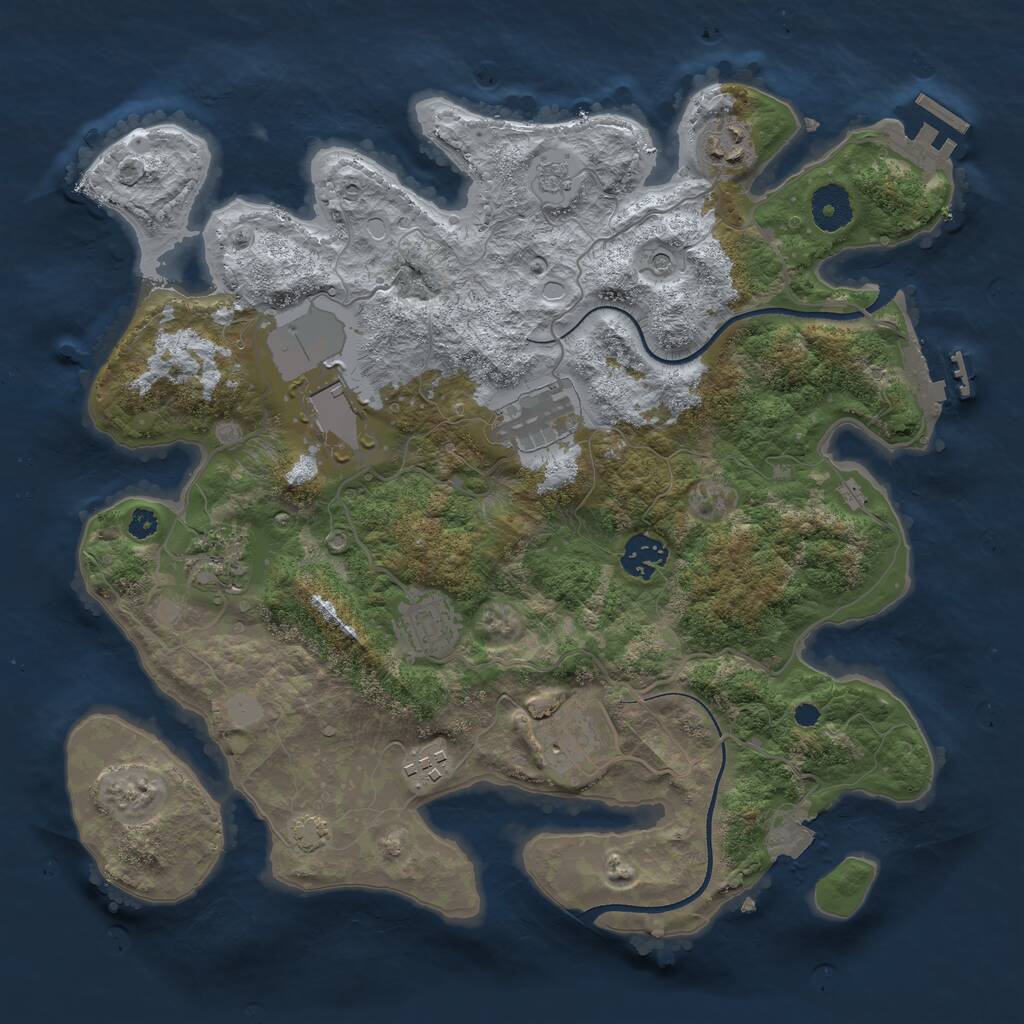 Rust Map: Procedural Map, Size: 3500, Seed: 17637321, 14 Monuments