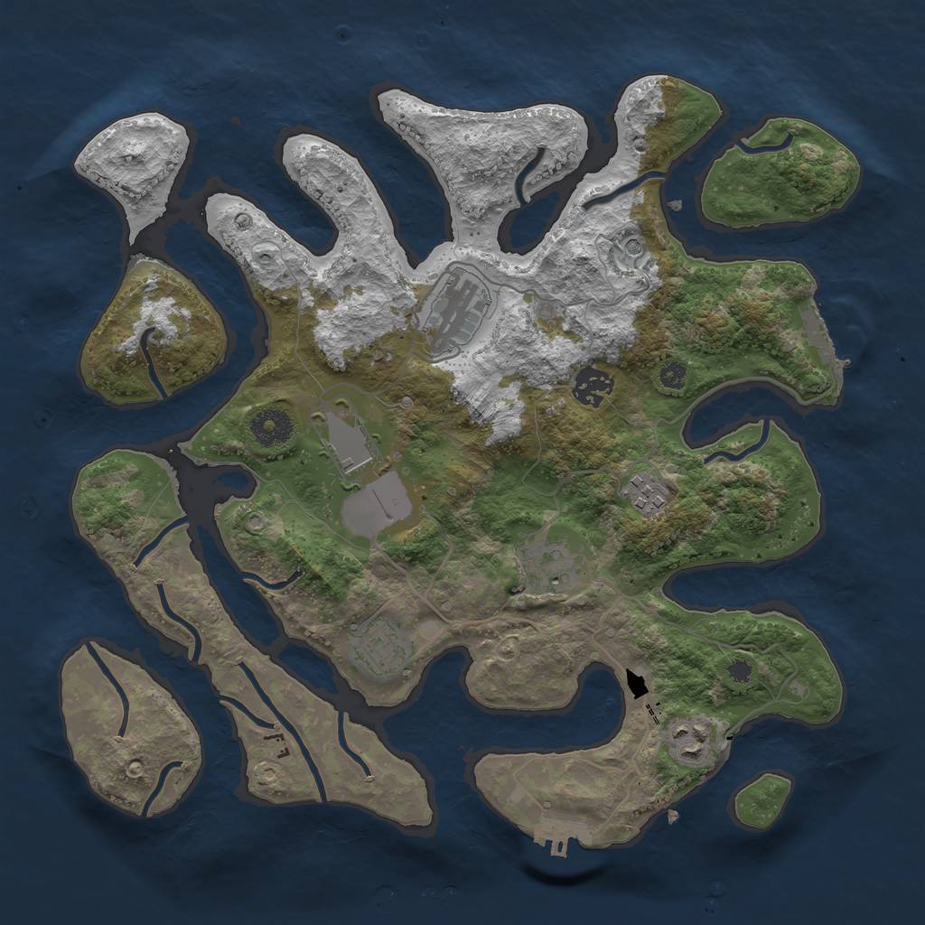 Rust Map: Procedural Map, Size: 3500, Seed: 17637321, 12 Monuments