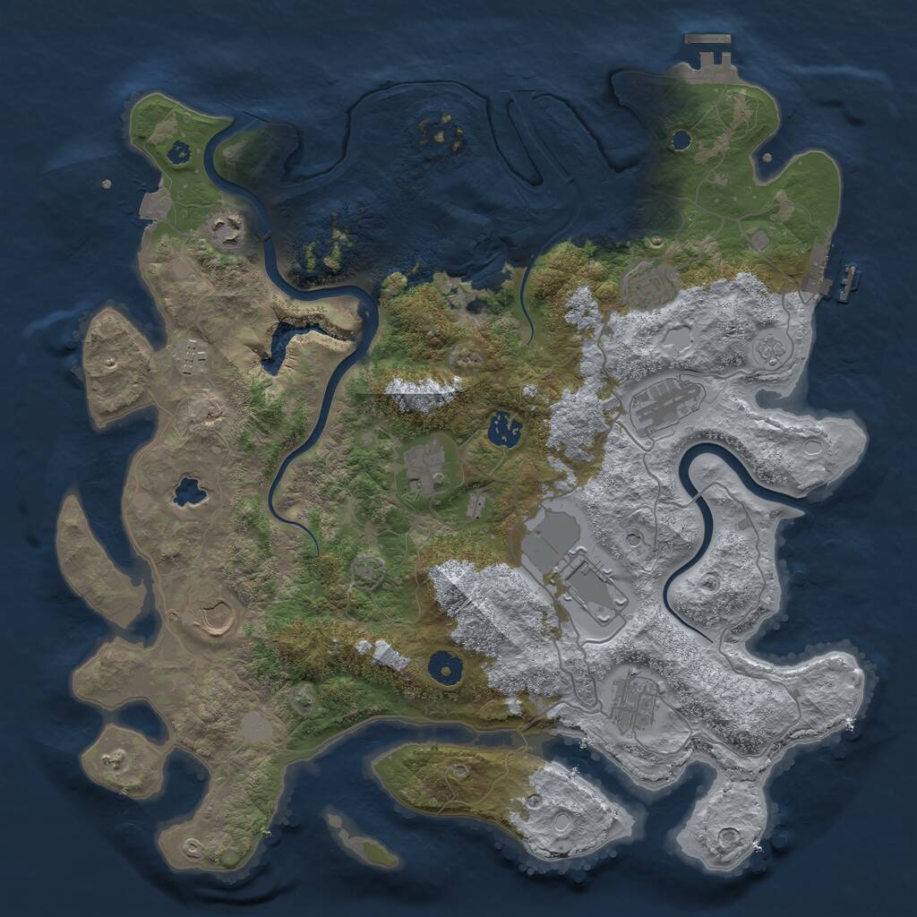 Rust Map: Procedural Map, Size: 4000, Seed: 24364, 15 Monuments