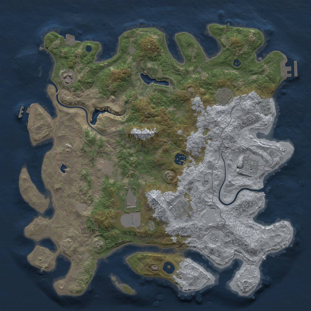 Rust Map: Procedural Map, Size: 4000, Seed: 24364, 14 Monuments