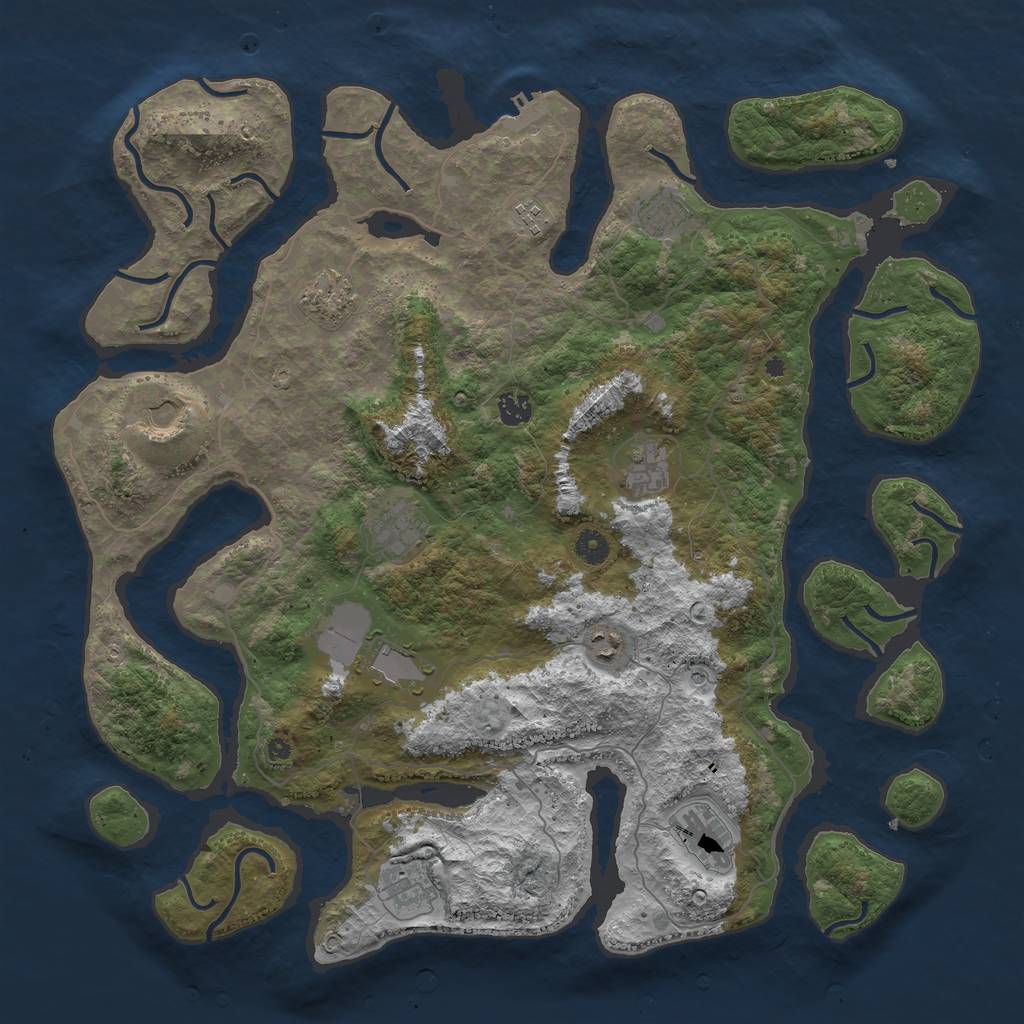 Rust Map: Procedural Map, Size: 4500, Seed: 2103669809, 15 Monuments