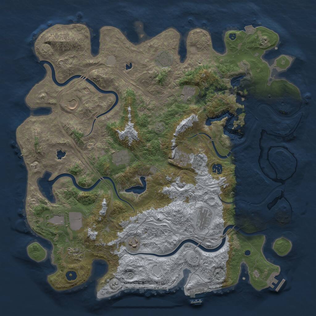 Rust Map: Procedural Map, Size: 4500, Seed: 2103669809, 17 Monuments