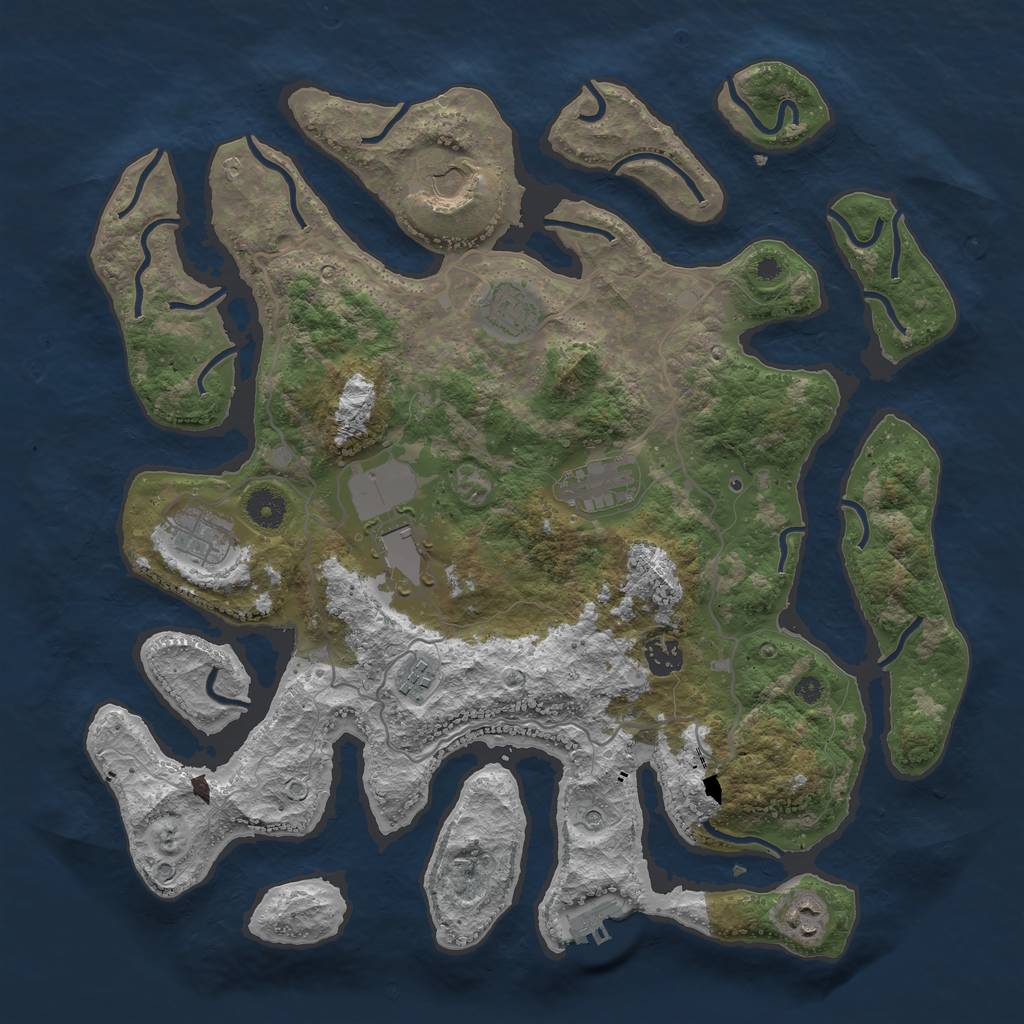 Rust Map: Procedural Map, Size: 4000, Seed: 70121, 12 Monuments