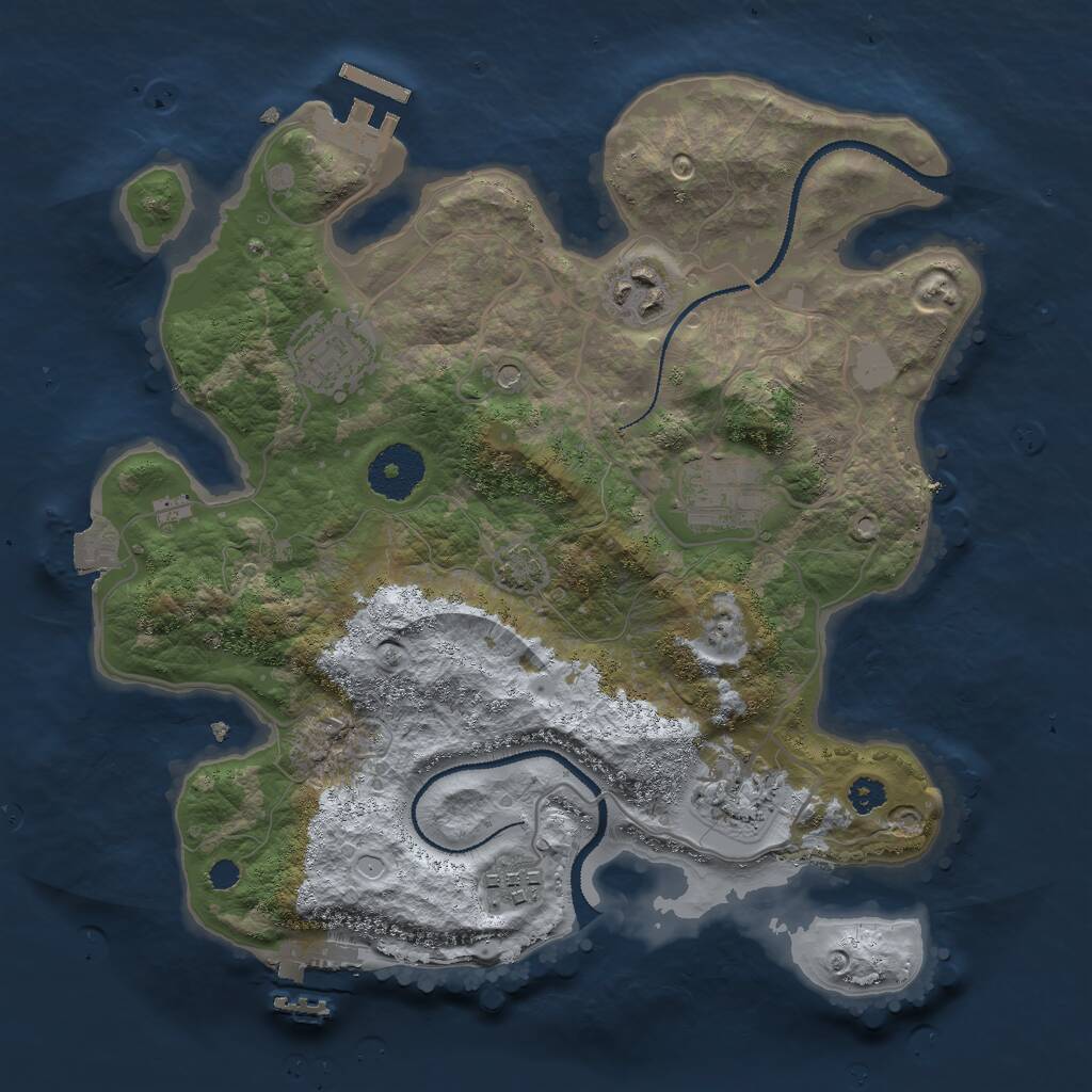 Rust Map: Procedural Map, Size: 3000, Seed: 5400, 10 Monuments