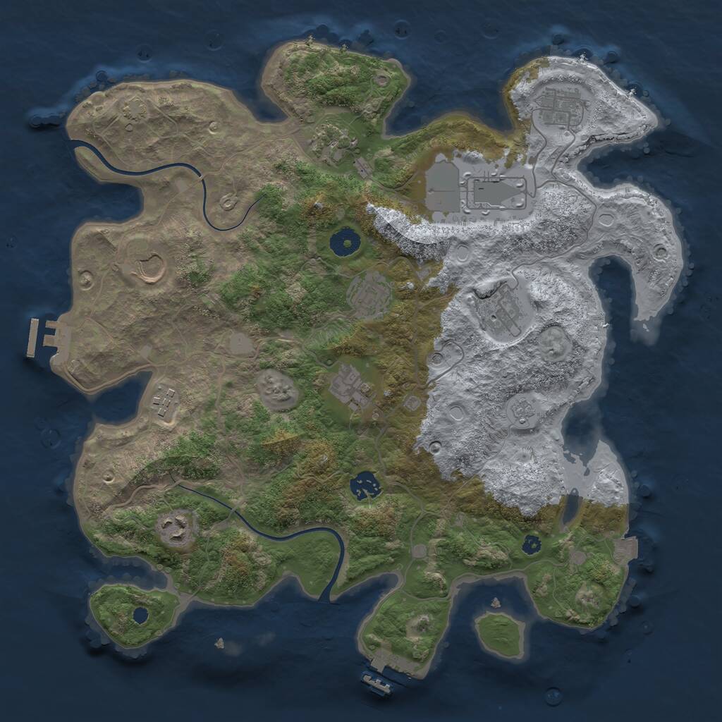 Rust Map: Procedural Map, Size: 3750, Seed: 332762728, 16 Monuments