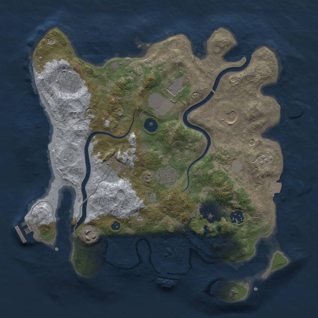 Rust Map: Procedural Map, Size: 3500, Seed: 2496481, 15 Monuments