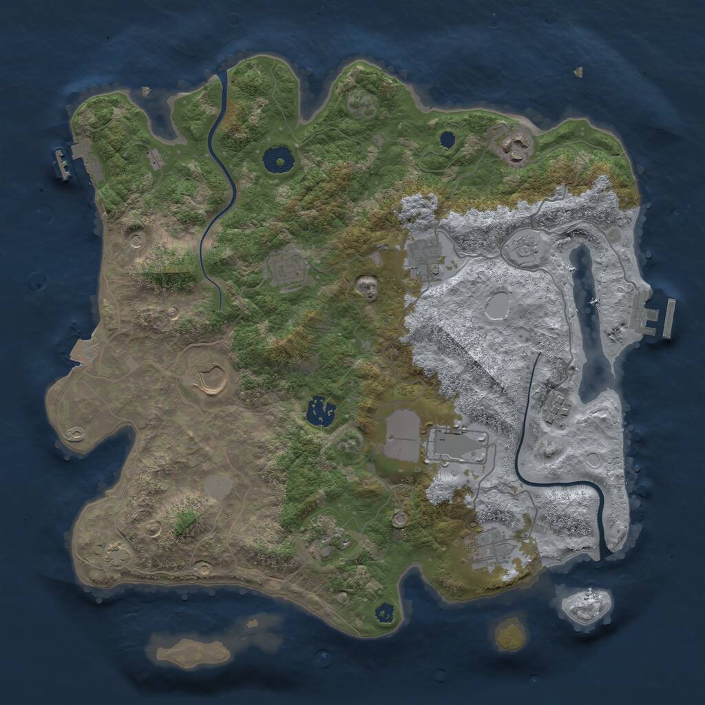 Rust Map: Procedural Map, Size: 3600, Seed: 2301, 15 Monuments