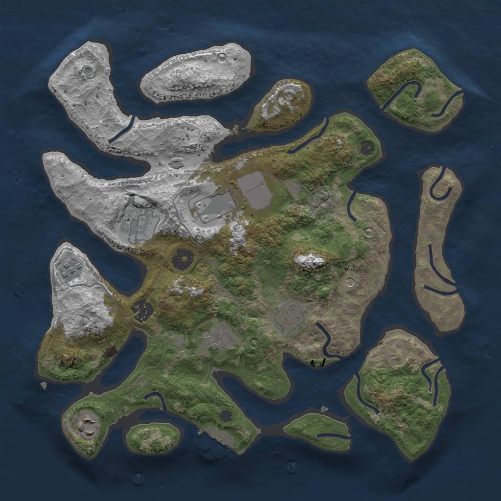 Rust Map: Procedural Map, Size: 3500, Seed: 2123899, 11 Monuments