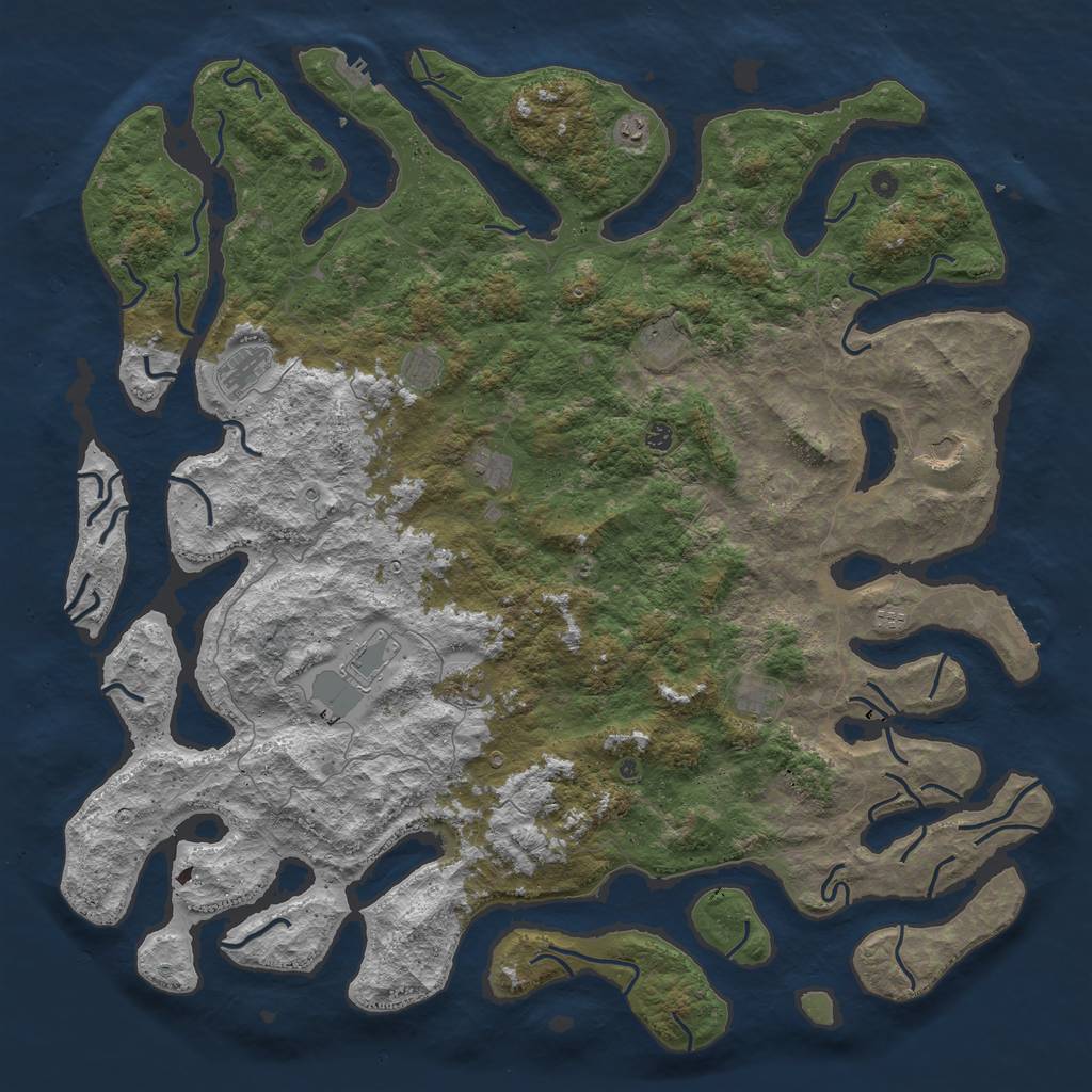 Rust Map: Procedural Map, Size: 6000, Seed: 5315436, 16 Monuments