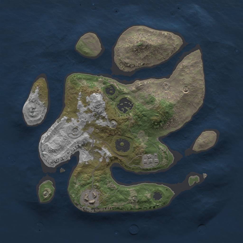 Rust Map: Procedural Map, Size: 2500, Seed: 23918, 6 Monuments