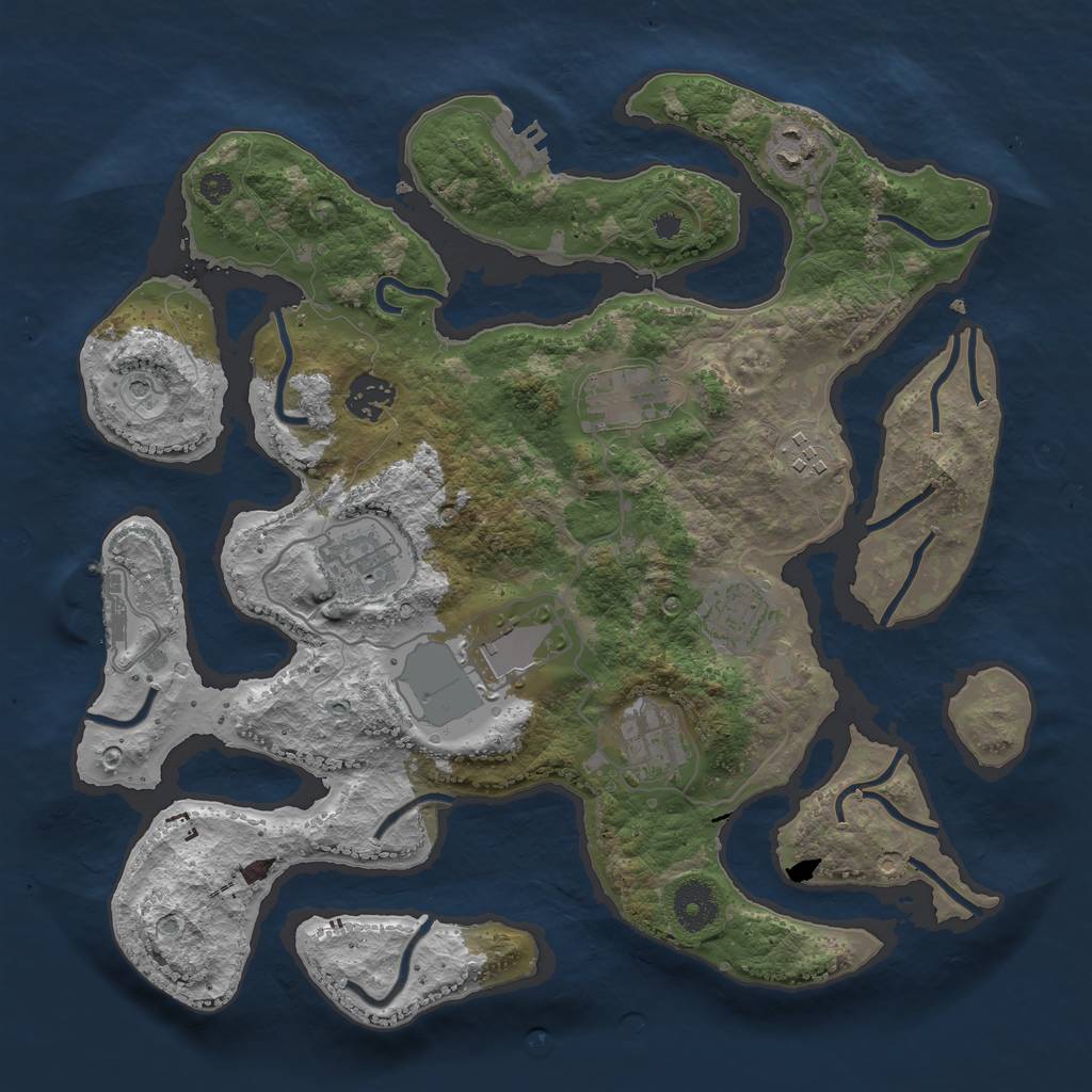 Rust Map: Procedural Map, Size: 3500, Seed: 277887, 13 Monuments