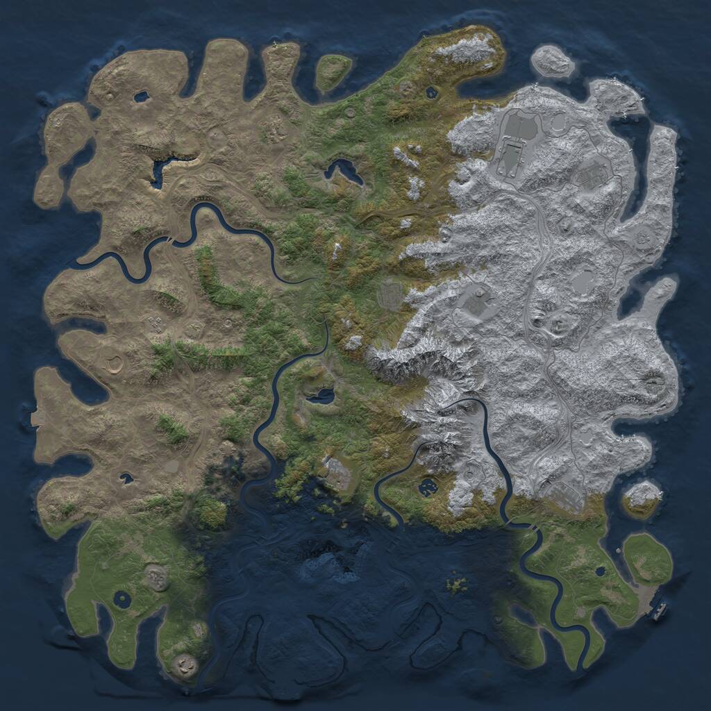 Rust Map: Procedural Map, Size: 6000, Seed: 52791413, 17 Monuments