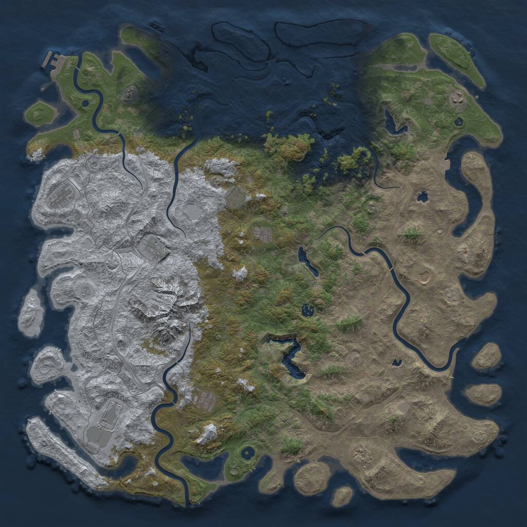 Rust Map: Procedural Map, Size: 6000, Seed: 1456648463, 17 Monuments