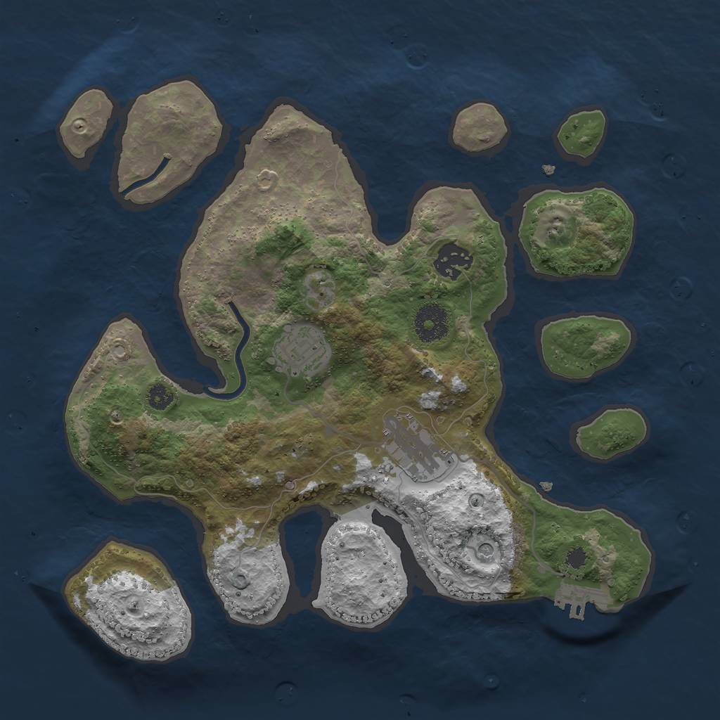 Rust Map: Procedural Map, Size: 3000, Seed: 68954, 7 Monuments