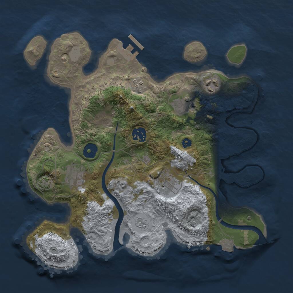 Rust Map: Procedural Map, Size: 3000, Seed: 68954, 10 Monuments