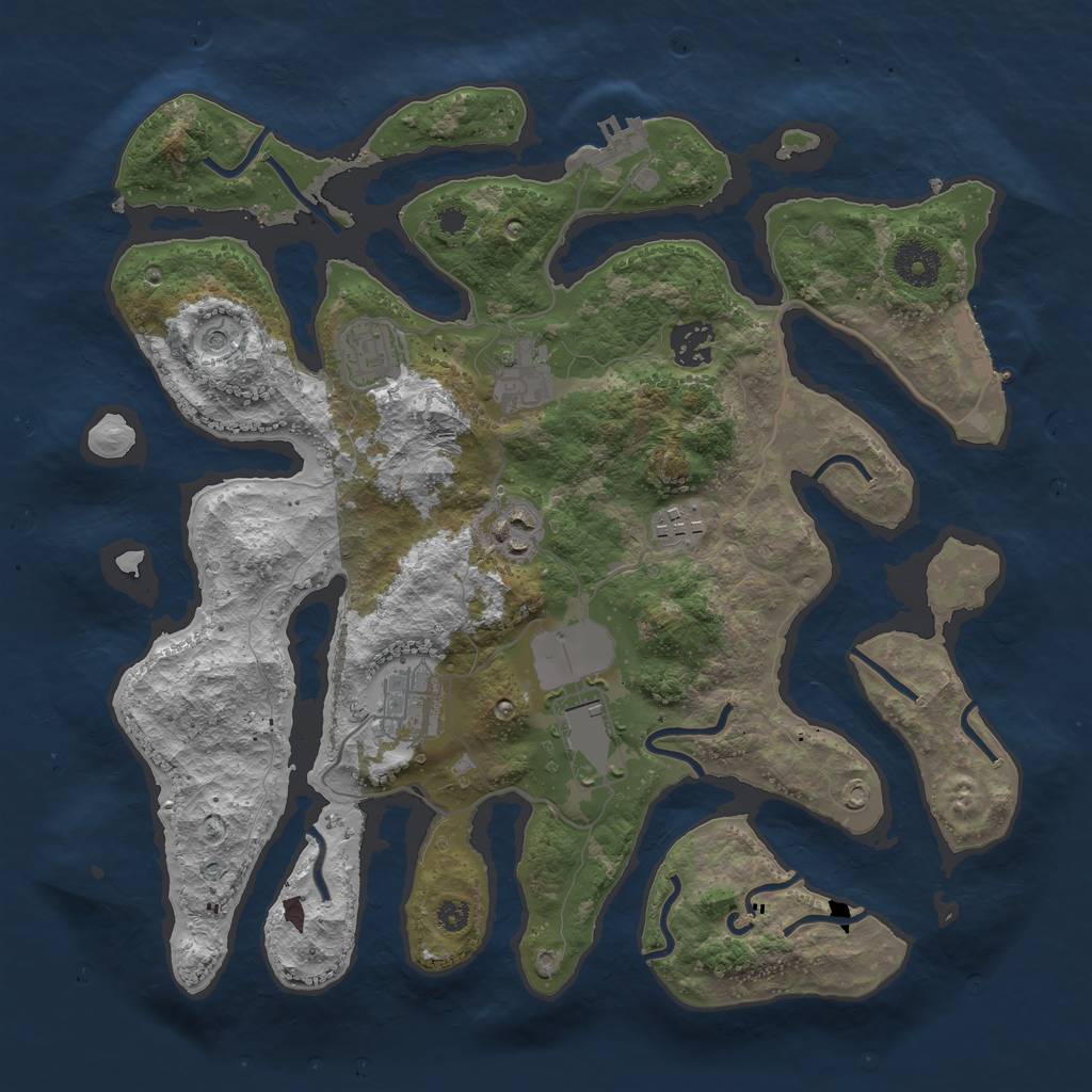 Rust Map: Procedural Map, Size: 3500, Seed: 1966839405, 12 Monuments