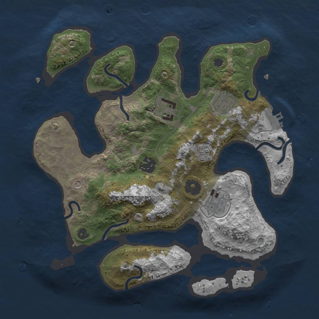 Rust Map: Procedural Map, Size: 3000, Seed: 782134439, 9 Monuments