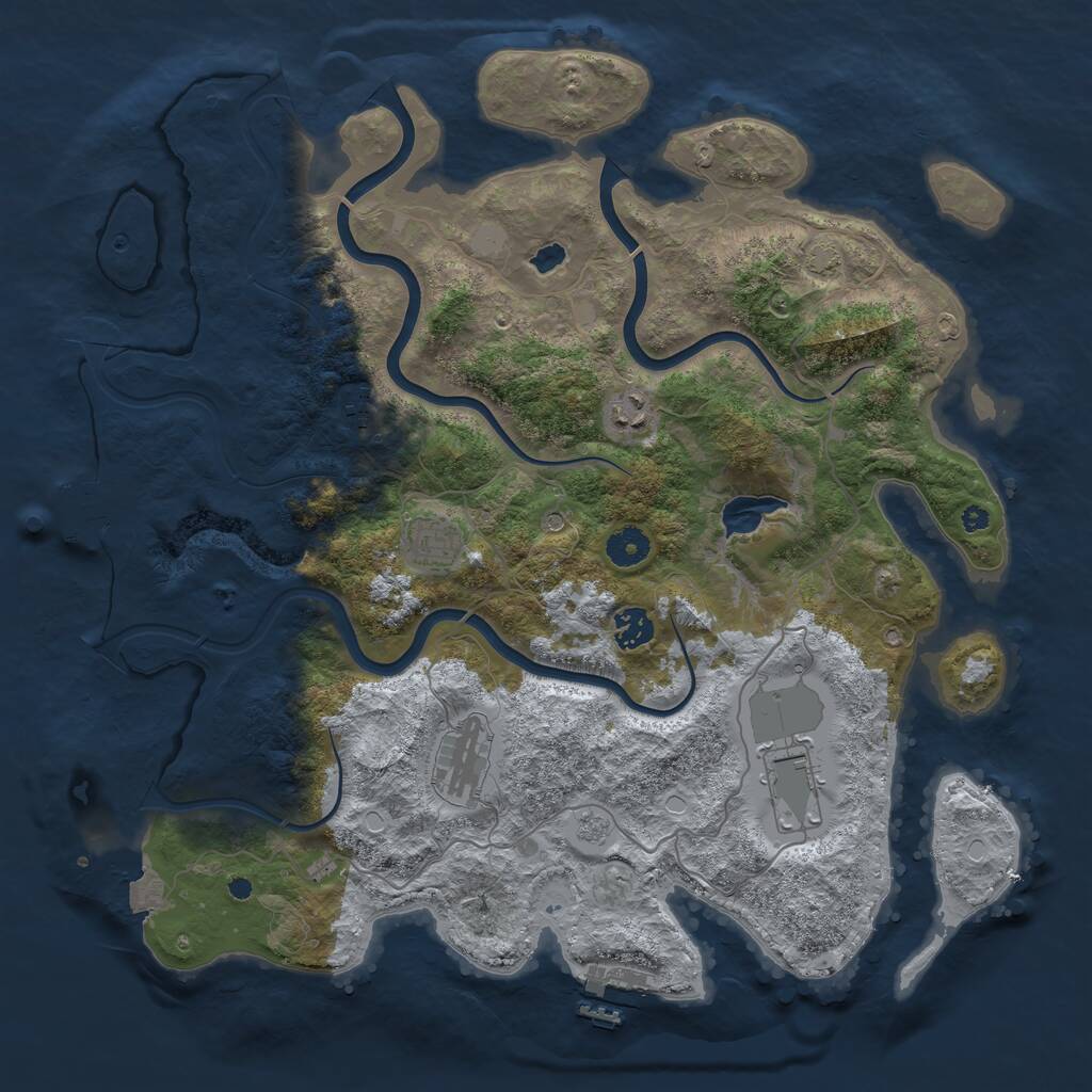 Rust Map: Procedural Map, Size: 4000, Seed: 5197, 12 Monuments