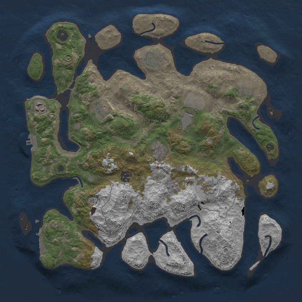 Rust Map: Procedural Map, Size: 4000, Seed: 5197, 14 Monuments