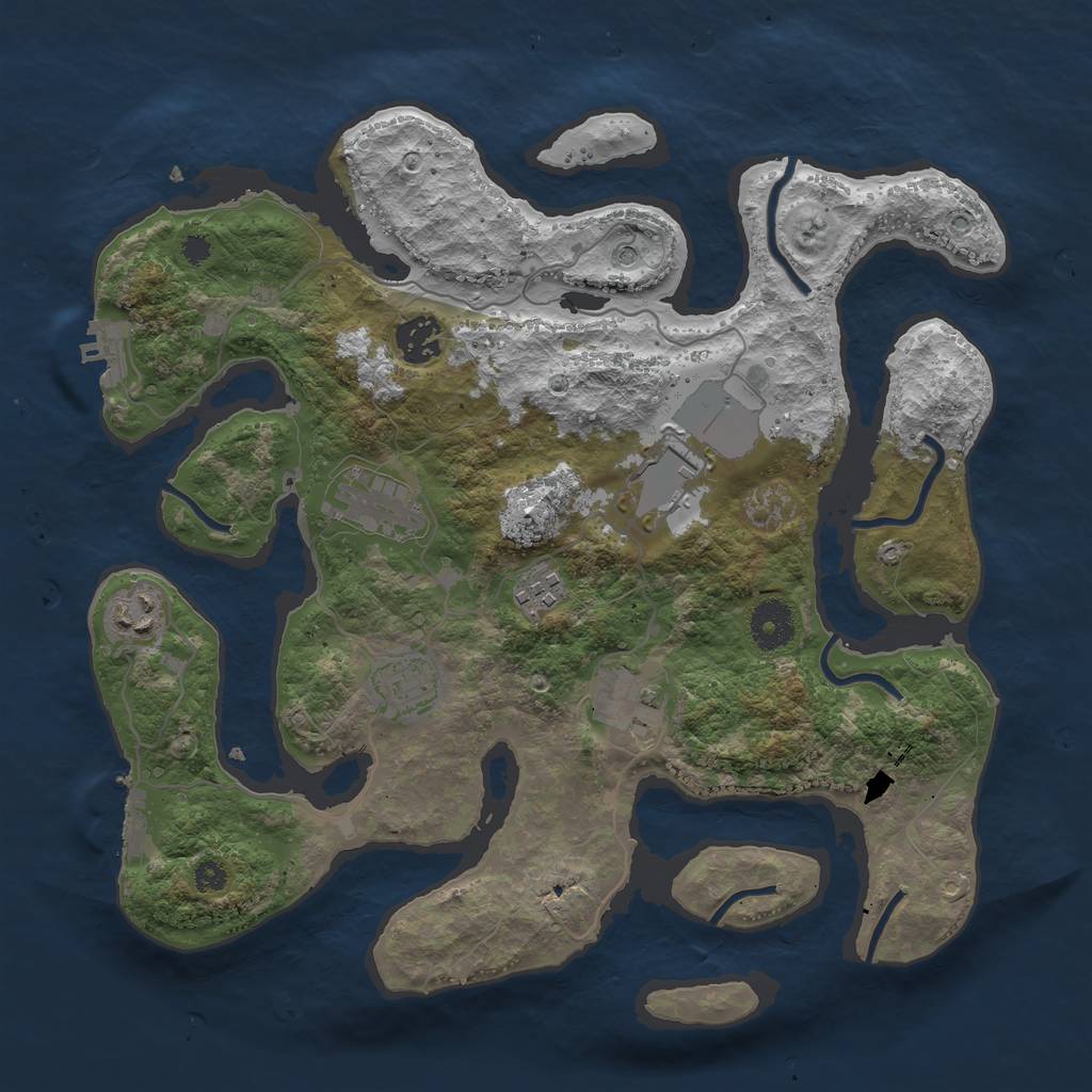 Rust Map: Procedural Map, Size: 3500, Seed: 802650, 12 Monuments