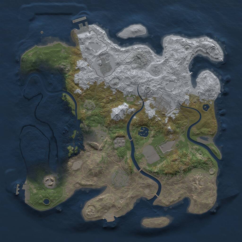 Rust Map: Procedural Map, Size: 3500, Seed: 802650, 15 Monuments