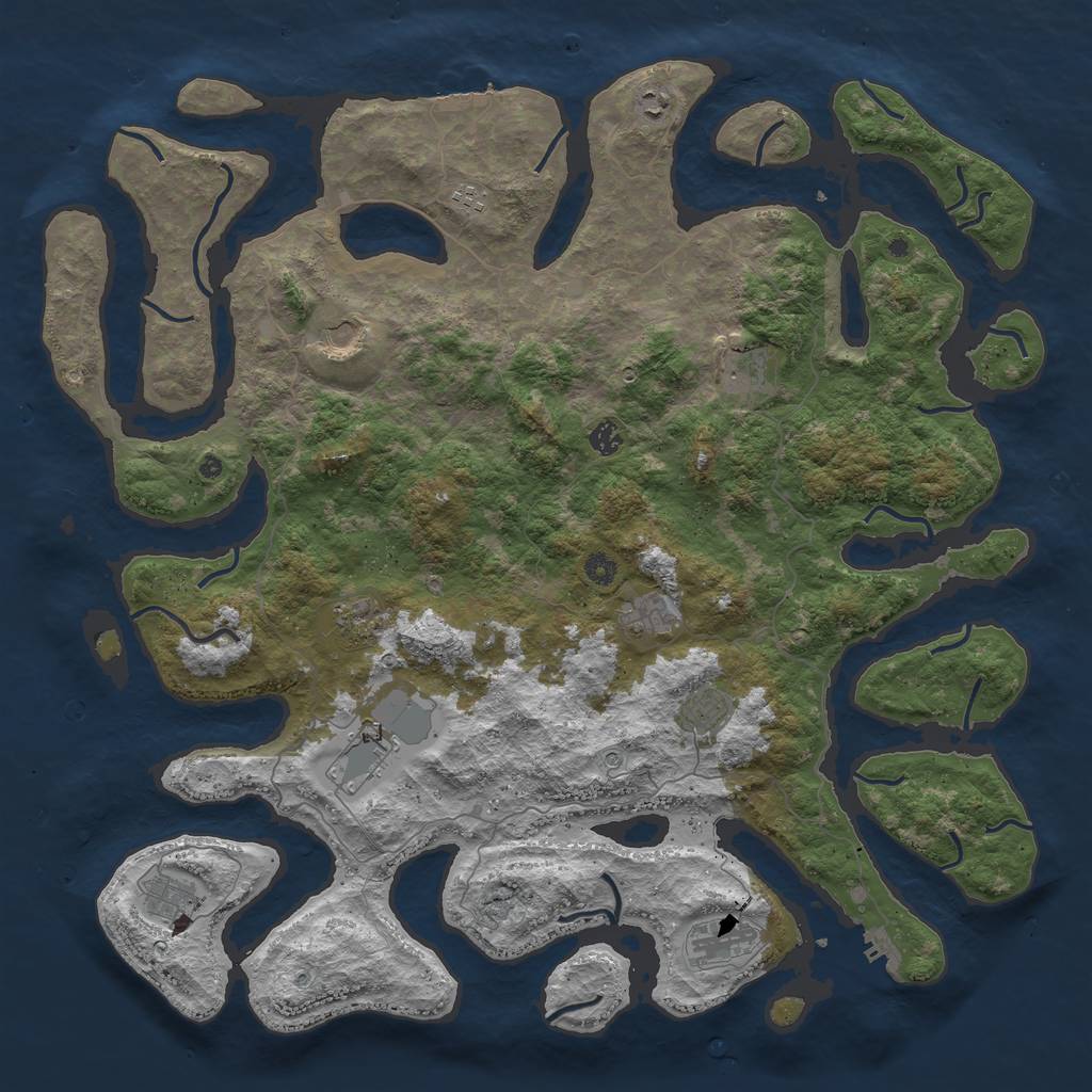 Rust Map: Procedural Map, Size: 5000, Seed: 5488, 16 Monuments