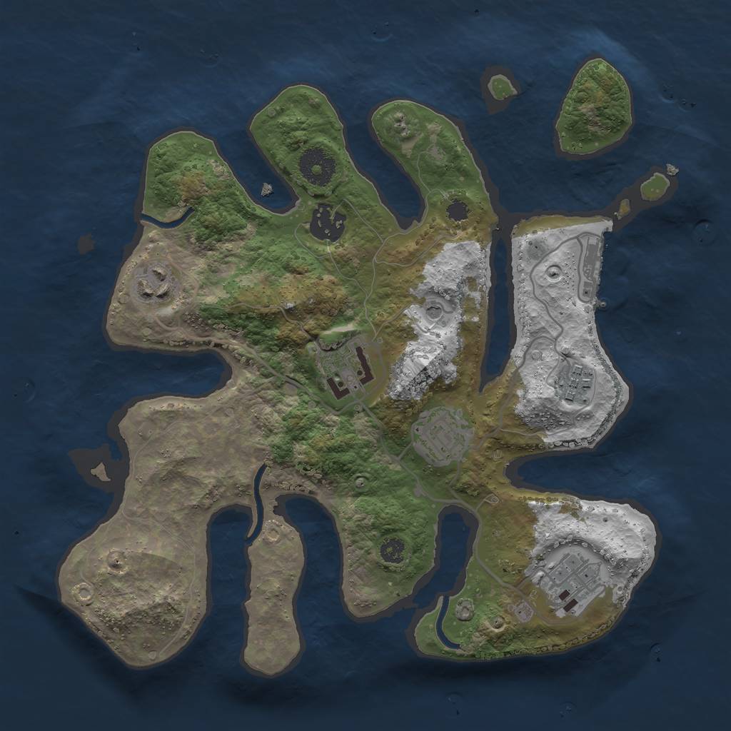 Rust Map: Procedural Map, Size: 3000, Seed: 56942711, 10 Monuments