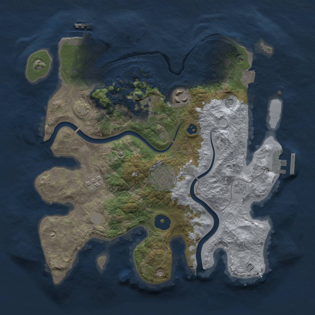 Rust Map: Procedural Map, Size: 3000, Seed: 1446803170, 10 Monuments