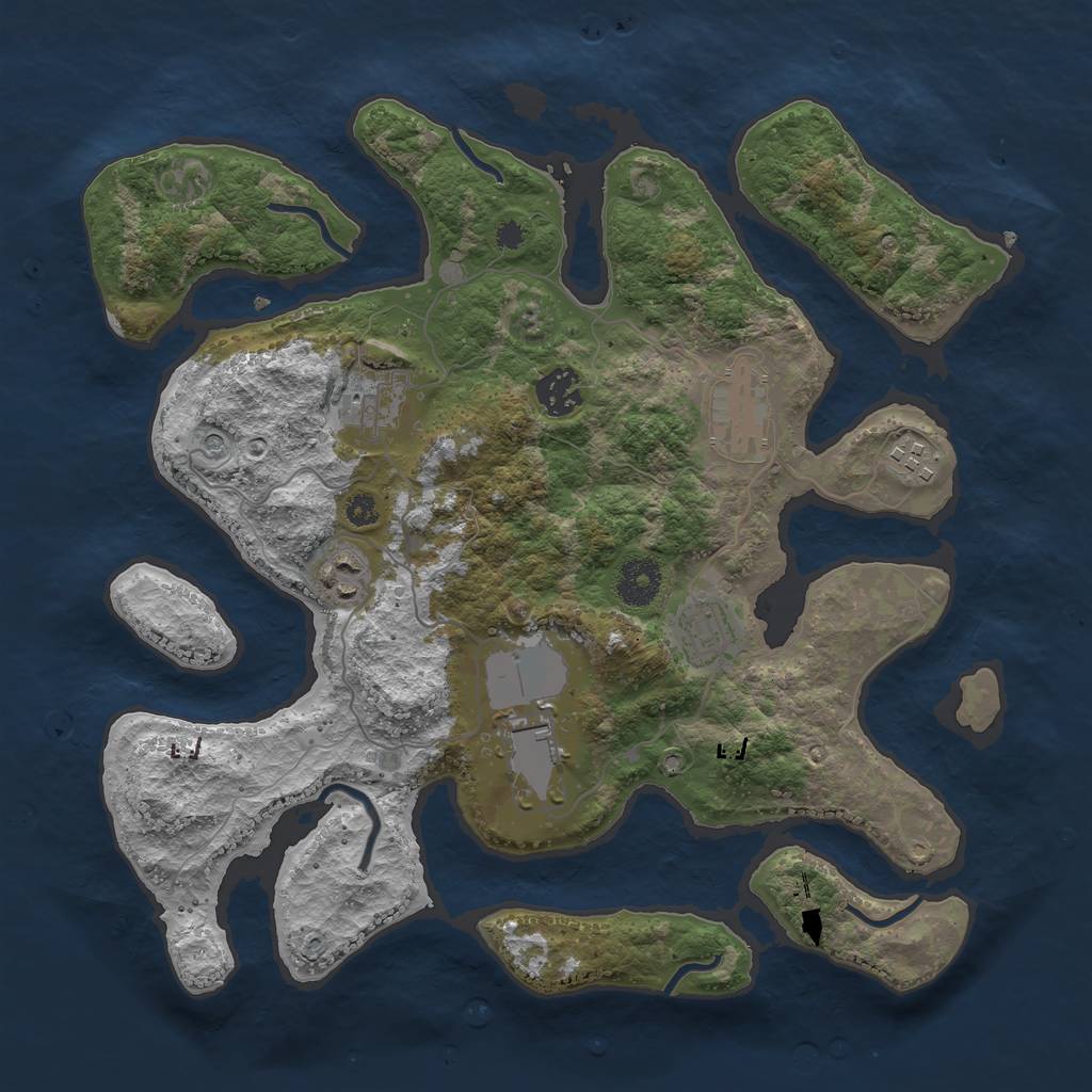 Rust Map: Procedural Map, Size: 3500, Seed: 12315, 10 Monuments