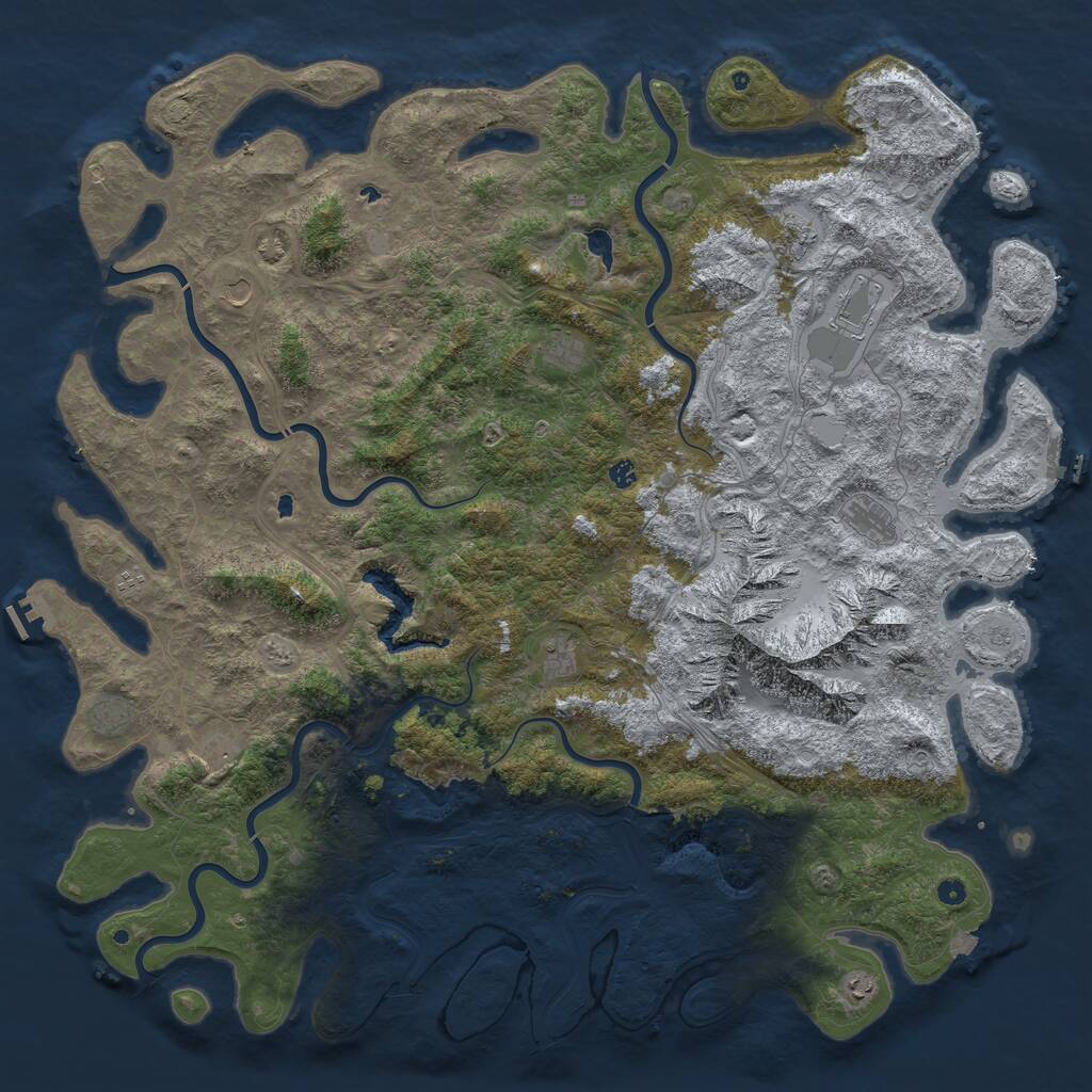 Rust Map: Procedural Map, Size: 6000, Seed: 35830654, 17 Monuments