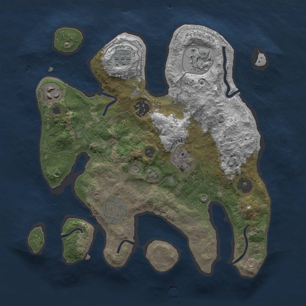 Rust Map: Procedural Map, Size: 3000, Seed: 256824987, 9 Monuments