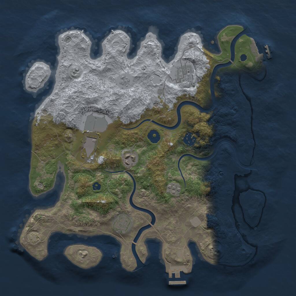 Rust Map: Procedural Map, Size: 3500, Seed: 613837333, 12 Monuments