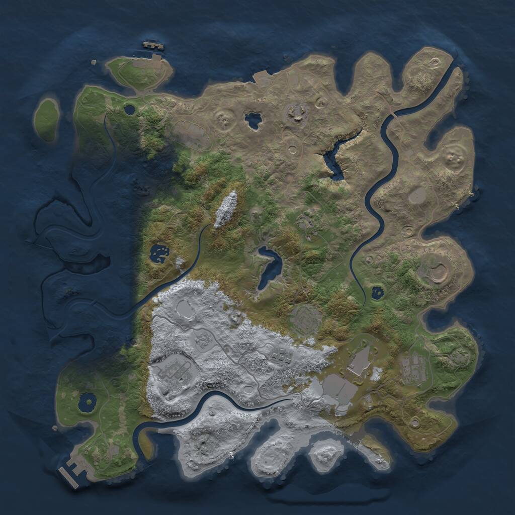 Rust Map: Procedural Map, Size: 4000, Seed: 4444, 16 Monuments