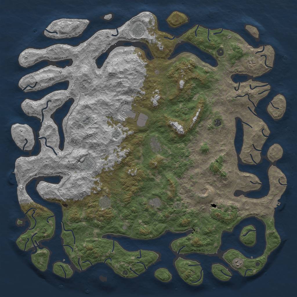 Rust Map: Procedural Map, Size: 6000, Seed: 596706, 16 Monuments