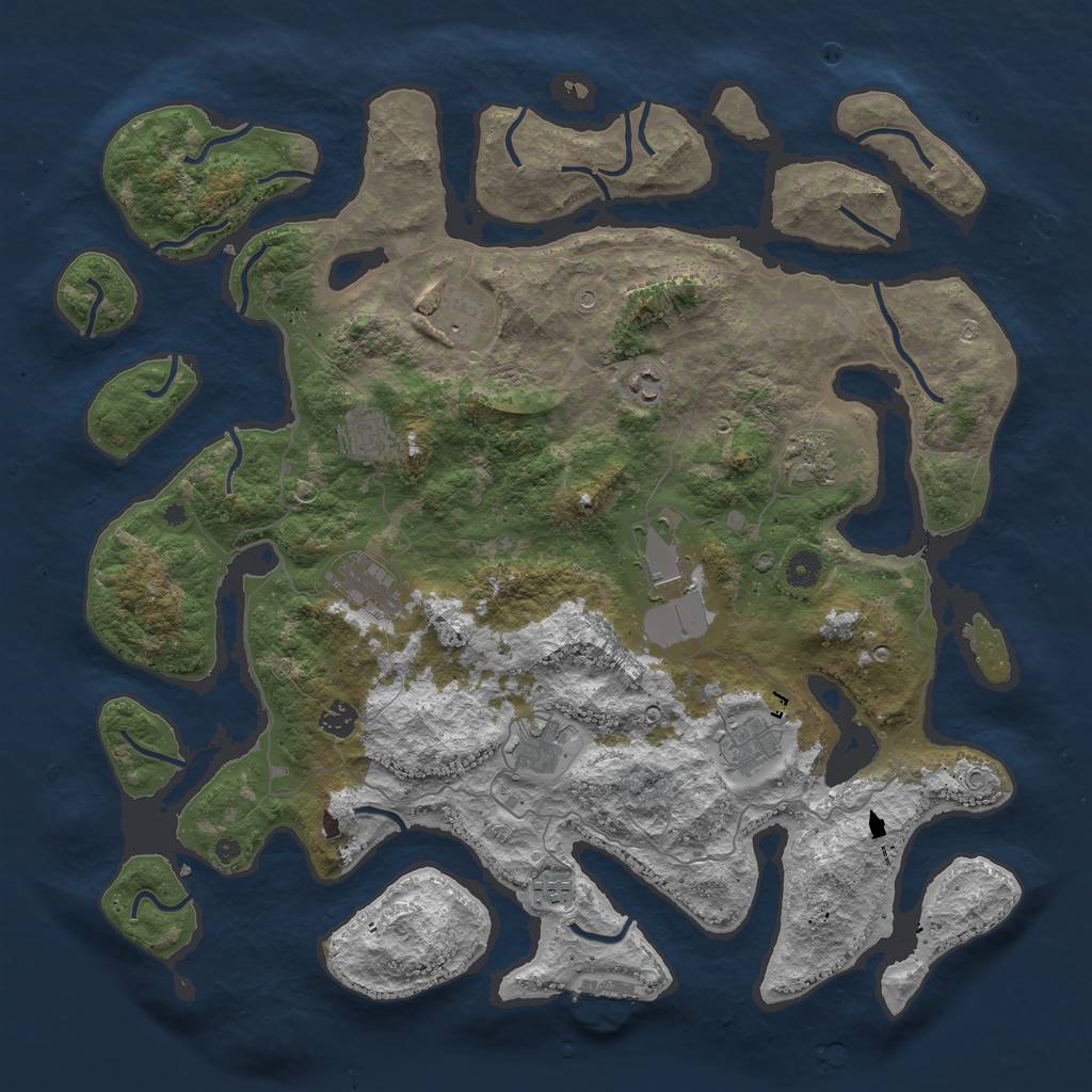 Rust Map: Procedural Map, Size: 4500, Seed: 3026105, 14 Monuments