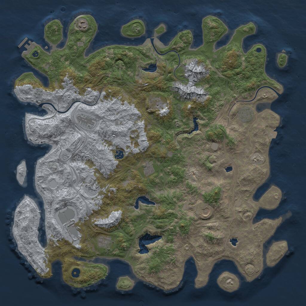 Rust Map: Procedural Map, Size: 5000, Seed: 64817, 16 Monuments