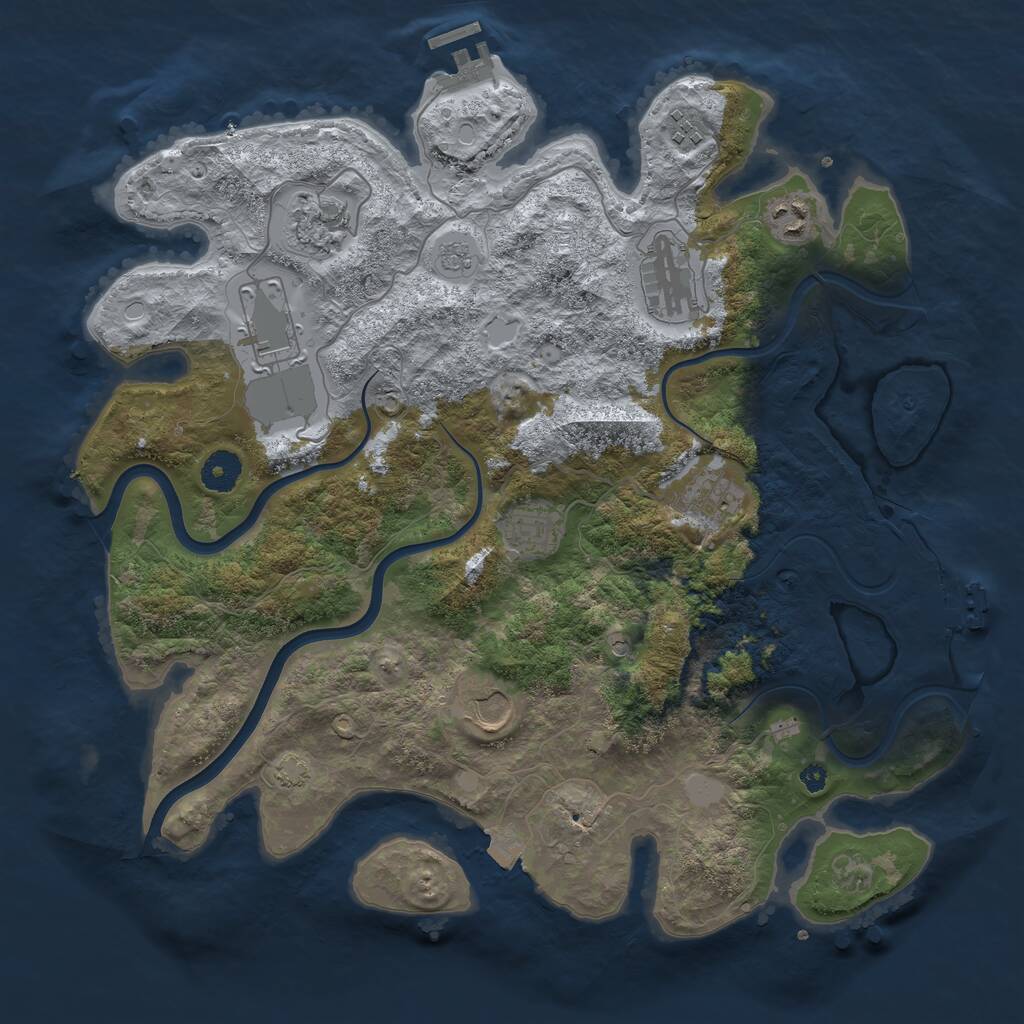 Rust Map: Procedural Map, Size: 3800, Seed: 19527, 14 Monuments