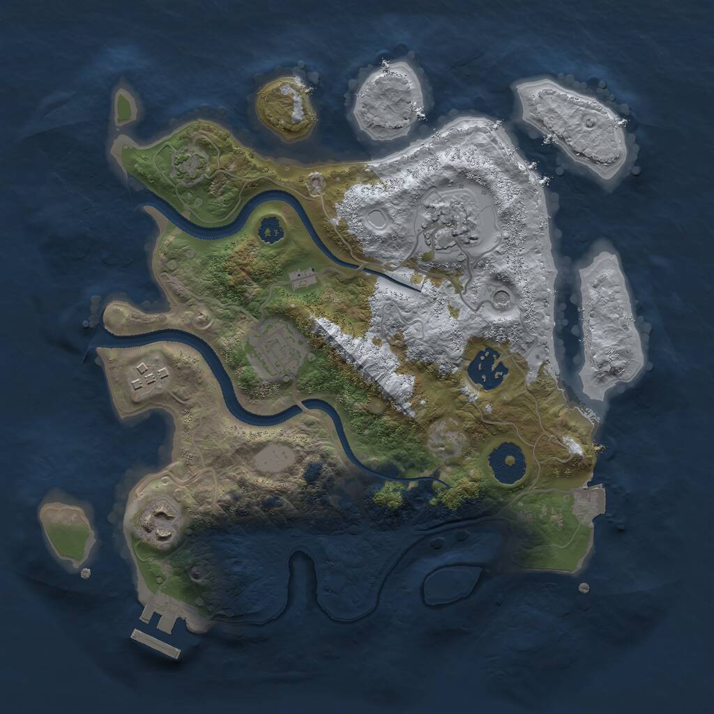 Rust Map: Procedural Map, Size: 2800, Seed: 983337, 9 Monuments