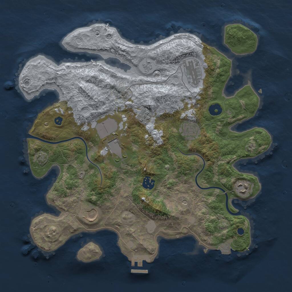 Rust Map: Procedural Map, Size: 3500, Seed: 744057, 12 Monuments